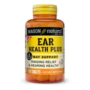 Mason Natural Ear Health Plus with B Vitamins - Supports Healthy Circulation in the Inner Ear, Ringing Ears Relief, 100 Tablets