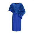 thumbnail image 7 of Capelet Mother of the Bride Dress Plus Size Lace Bobycon Pencil Dress Wedding Guest Cocktail Cape Evening Gowns Blue, 2XL, 7 of 7