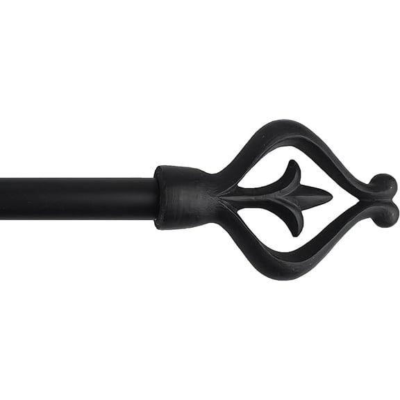 Urbanest Adjustable Single Curtain Rod Set Diano Finials – 1 -Inch Diameter, With Black Rod, 28–48 Inches