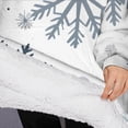 thumbnail image 3 of Oversized Wearable Blanket Hoodie,Blue Christmas Snowflake Pattern Sherpa Blanket Hoodie with Super Pockets,Super Warm Fuzzy Pullover for Women & Men, 3 of 6