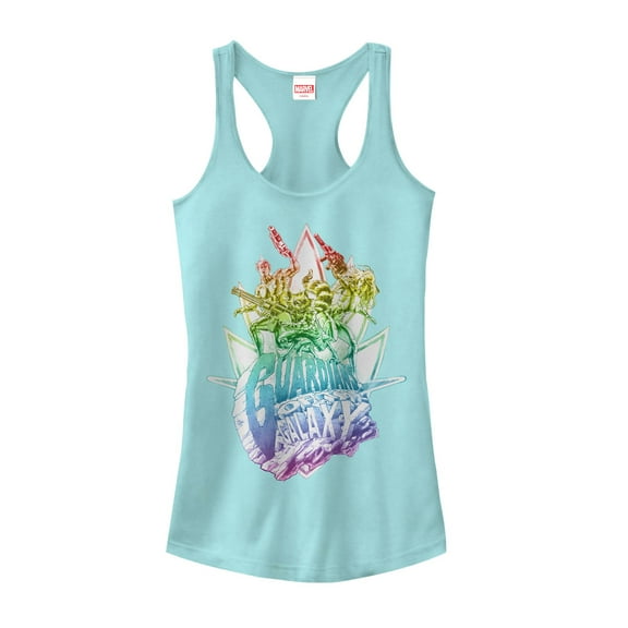 Junior's Marvel Guardians of the Galaxy Team Rainbow Racerback Tank Top Cancun Medium