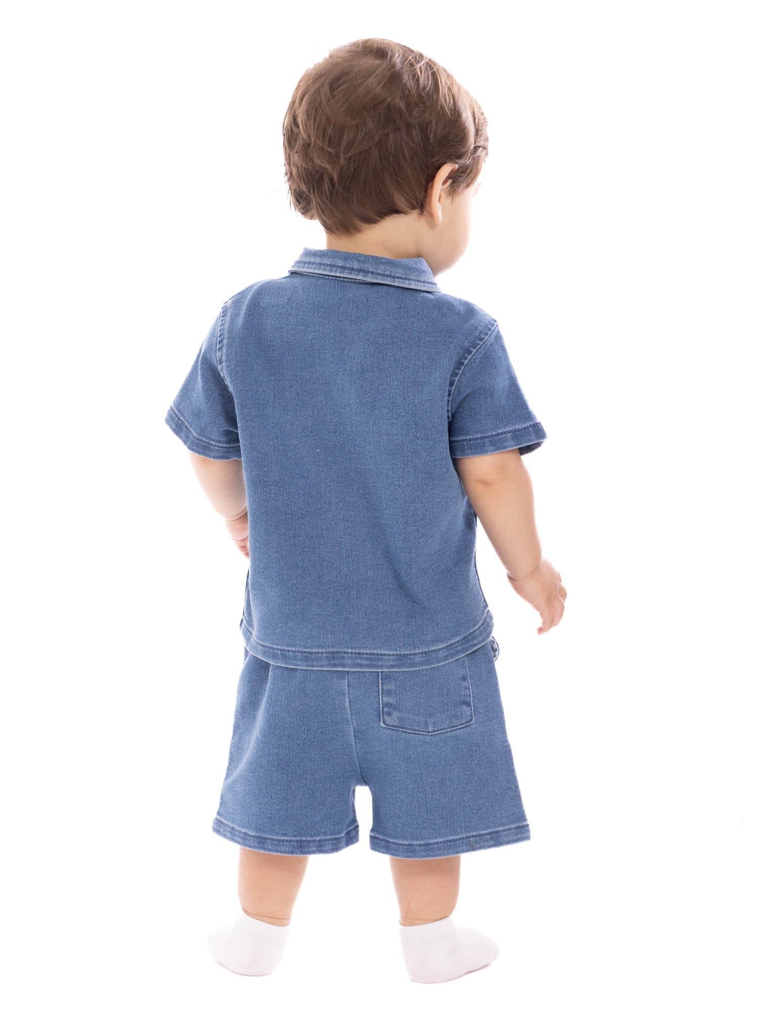 Wonder Nation Baby Boys Short Sleeve Collared Button Top and Matching Shorts Set, Sizes 0/2M-24M