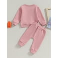 thumbnail image 5 of Musuos Baby Girl 2Pcs Fall Outfits 6 12 18 24M 3T Heart Letter Long Sleeve Print Sweatshirt + Pants Set Toddler Clothes, 5 of 10