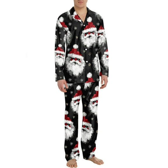 uublik Mens Pajama Sets Christmas Button Down Long Sleeve and Pants Sleepwear Soft Lounge Pj Sets, Multicolor