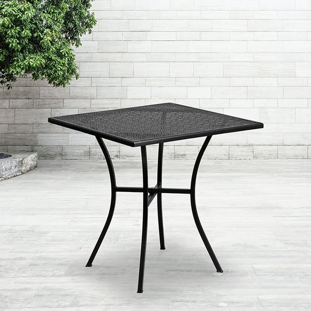 Commercial Grade 28" Square Black IndoorOutdoor Steel Patio Table