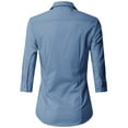 thumbnail image 3 of Doublju Women's 3/4 Sleeve Slim Fit Button Down Dress Shirt (Plus Size Available), 3 of 5