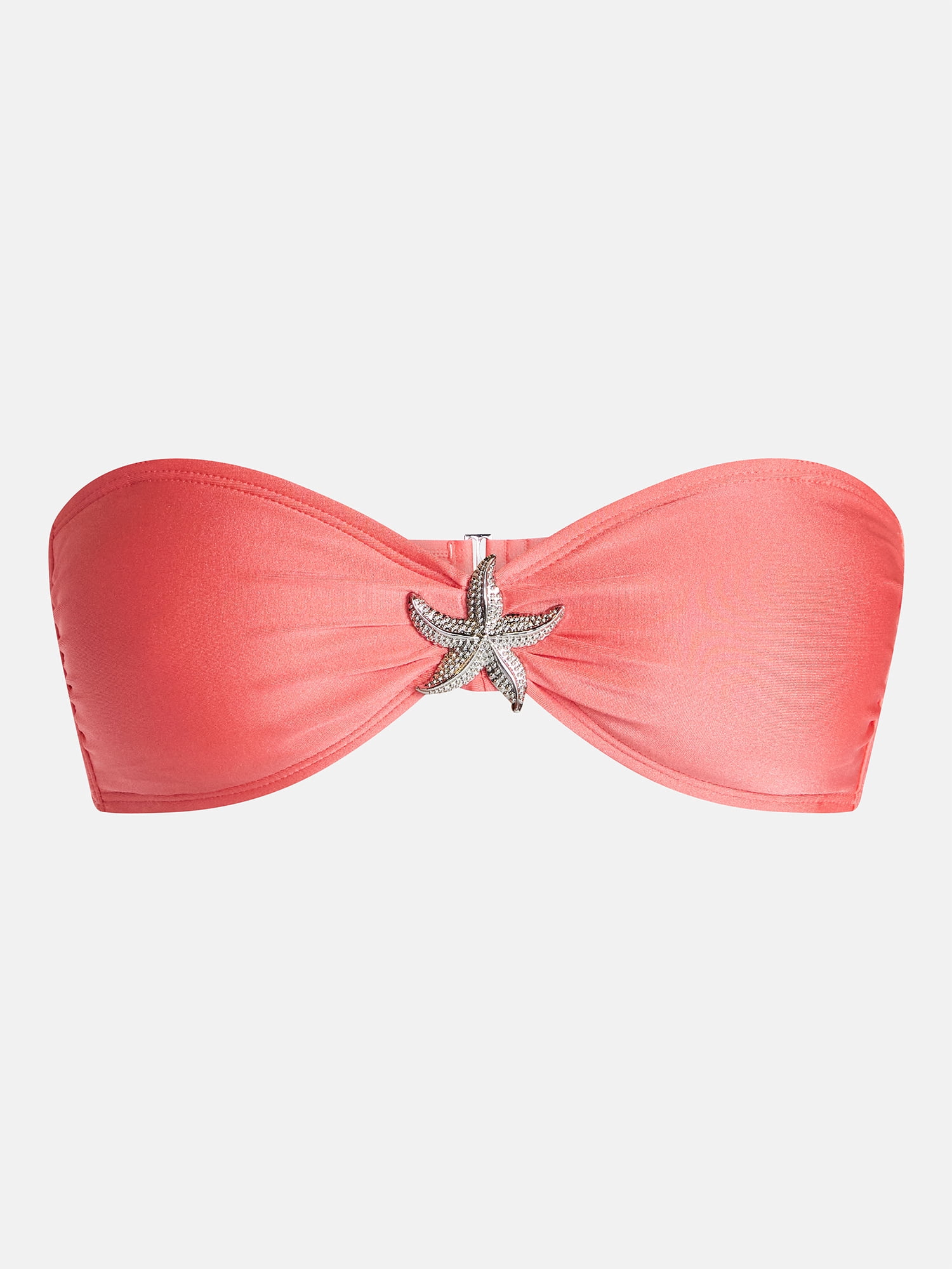 No Boundaries Starfish Brooch Bandeau Bikini Top, Women's XXS-XXL