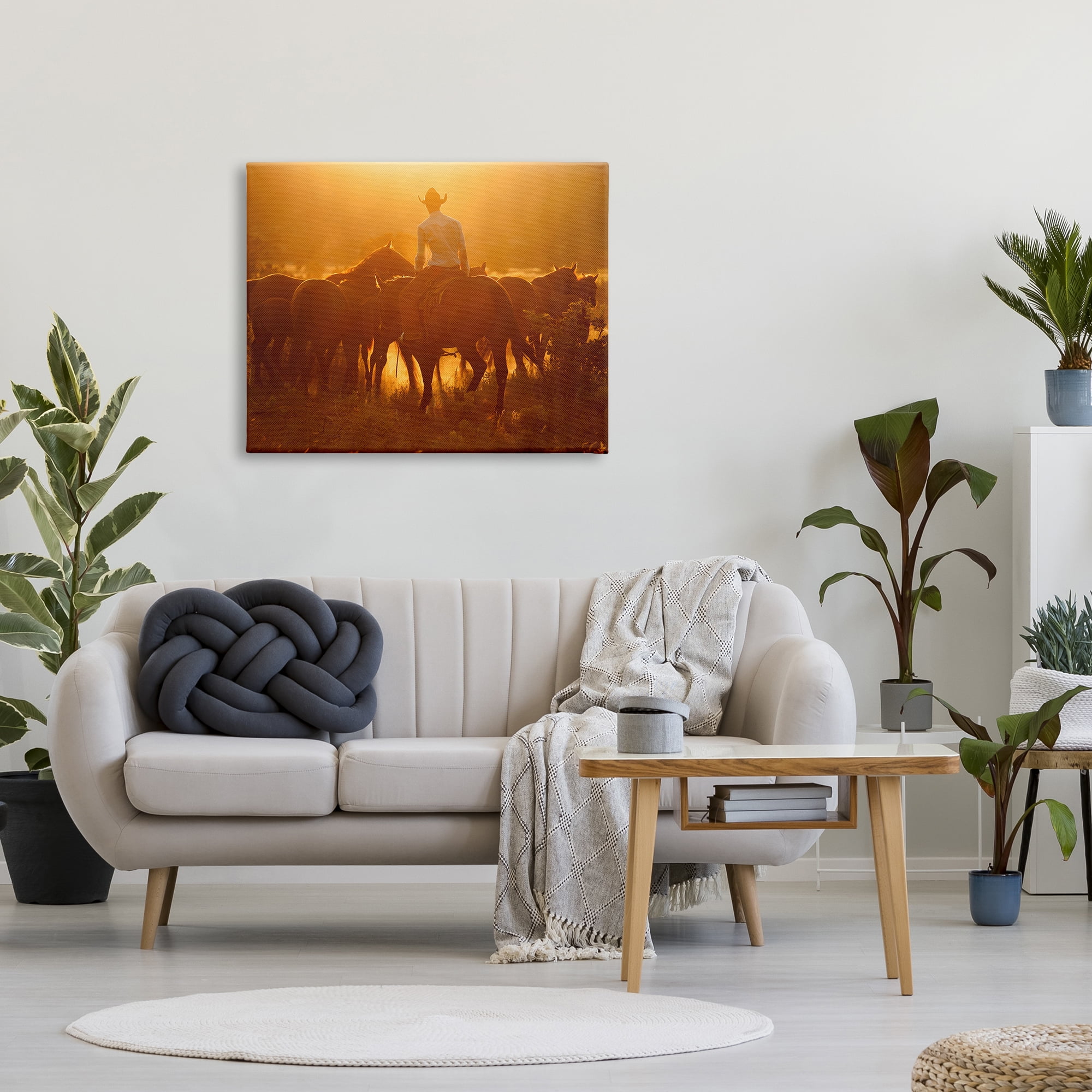 Stupell Industries Warm Sunlit Cowboy Riding Horse Rural Ranch Photograph Gallery Wrapped Canvas Print Wall Art, Design by Lisa Dearing