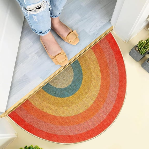 Rainbow Sun Mats for Front Door Entry Front Porch Doormat Non-Slip Carpet Rugs Floor Mat Decorative for Home Bathroom Kitchen Indoor 16x24 Inch