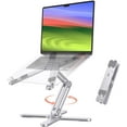 thumbnail image 1 of Foldable 360 Rotating Laptop Stand for Desk, Adjustable Computer Stand Riser for Collaborative Work, Easy Storage Aluminum Holder Fit for All Laptops up to 16 inches (Silver), 1 of 7