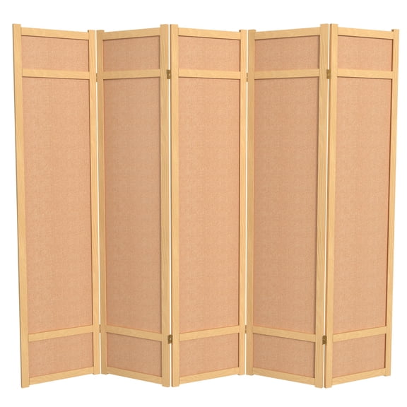 6 ft. Tall Jute Shoji Screen - 5 Panel - Natural