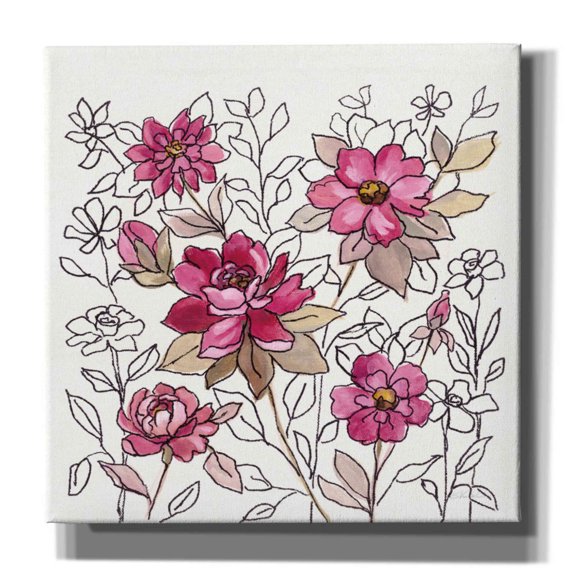 Epic Graffiti 'Magenta Flower Lace I' by Silvia Vassileva, Canvas Wall Art, 26"x26"