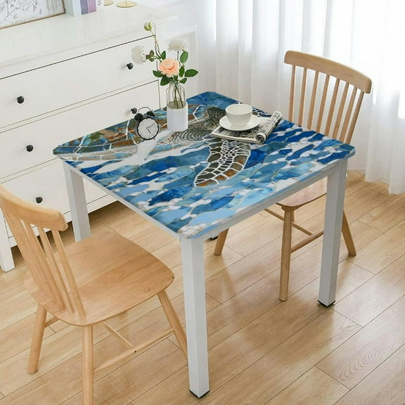 nygtbtfer Outdoor Tablecloth with Umbrella Hole & , Blue Rectangle Tablecloth , Sea Summer Patio Table Cover Table Cloth for