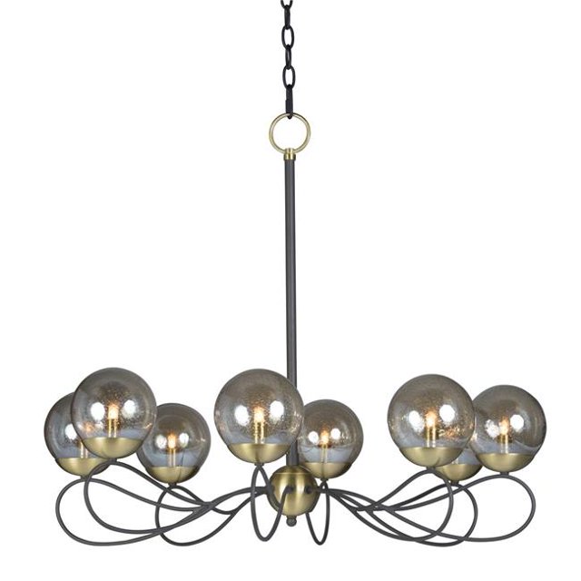 Maxim 20465TBGTBZSBR-BUL Reverb 8-Light Pendant with LED Bulbs, Textured Bronze & Satin Brass