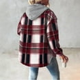 thumbnail image 5 of Sokhug Jackets for Women with Hood Casual Loose Button Down Buffalo Plaid Flannel Shirts Fall Winter Fashion Shacket Coats, 5 of 6