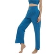 thumbnail image 3 of Pantalones de Yoga de Pierna para Mujer, Holgados y Cómodos, de Cintura Alta, con Bolsillos. Azul L, 3 of 10