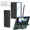 thumbnail image 3 of Case for Samsung Z Fold 3 5G with S Pen Slot for Galaxy Z Fold 3 Case with Stand Shockproof Leather Case with Magnetic Hinges Protection with Integrated Screen Protector - Black, 3 of 5