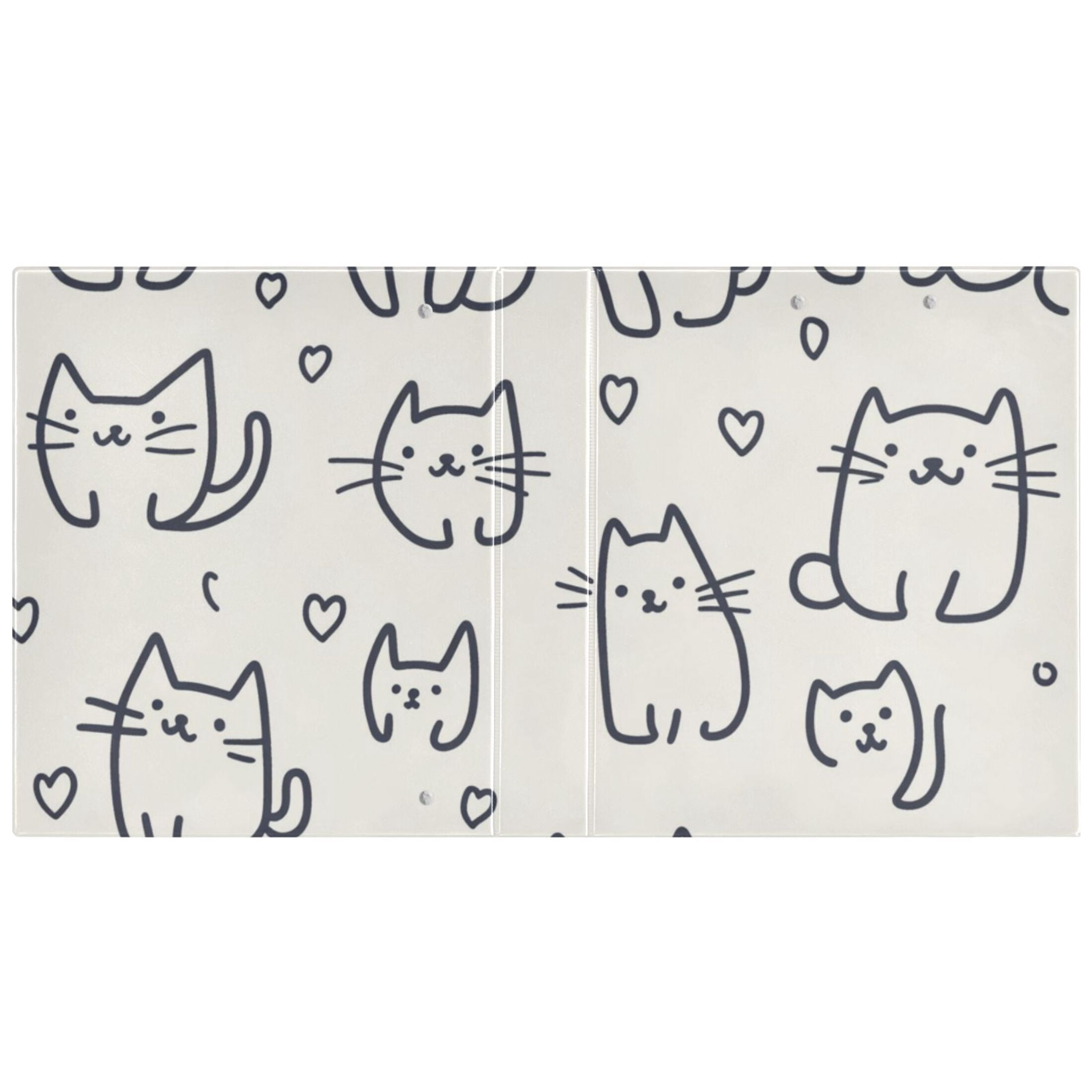 Cats Stick Figure 3 Ring Binders 1.5 inch Hardcover File Folders with Interior Pockets A4 Size Organizer for School Office Hospital