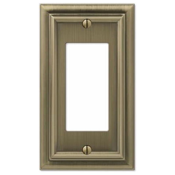 Amerelle 94RBB Continental Wallplate, 1 Rocker, Cast Metal, Brushed Brass, 1-Pack