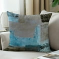 thumbnail image 3 of Teal and Brown Throw Pillows Covers Set of 2 Blue Gray Abstract Art Painting Aesthetic Modern Square Decorative Pillow Covers Soft Throw Pillows for Couch Sofa Bedroom, 18X18 Inches, 3 of 6