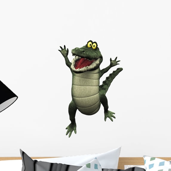 Cartoon Crocodile Jumping for Wall Decal by Wallmonkeys Peel and Stick Graphic (18 in H x 12 in W) WM350720