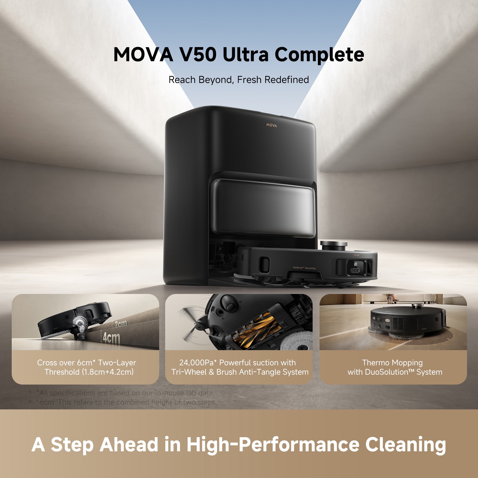 MOVA P50 Pro Ultra Robot Vacuum & Mop, Auto Removable Mop,19000 Pa Suction, 75℃ Hot Water Self-Washing,Auto Empty&Refill