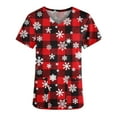 thumbnail image 4 of LSLJS Hauts à Manches Courtes à Col en V pour Femmes, Blouse à Poche Imprimée d'Uniforme de Travail, Hauts de Sarrau de Noël, 4 of 5