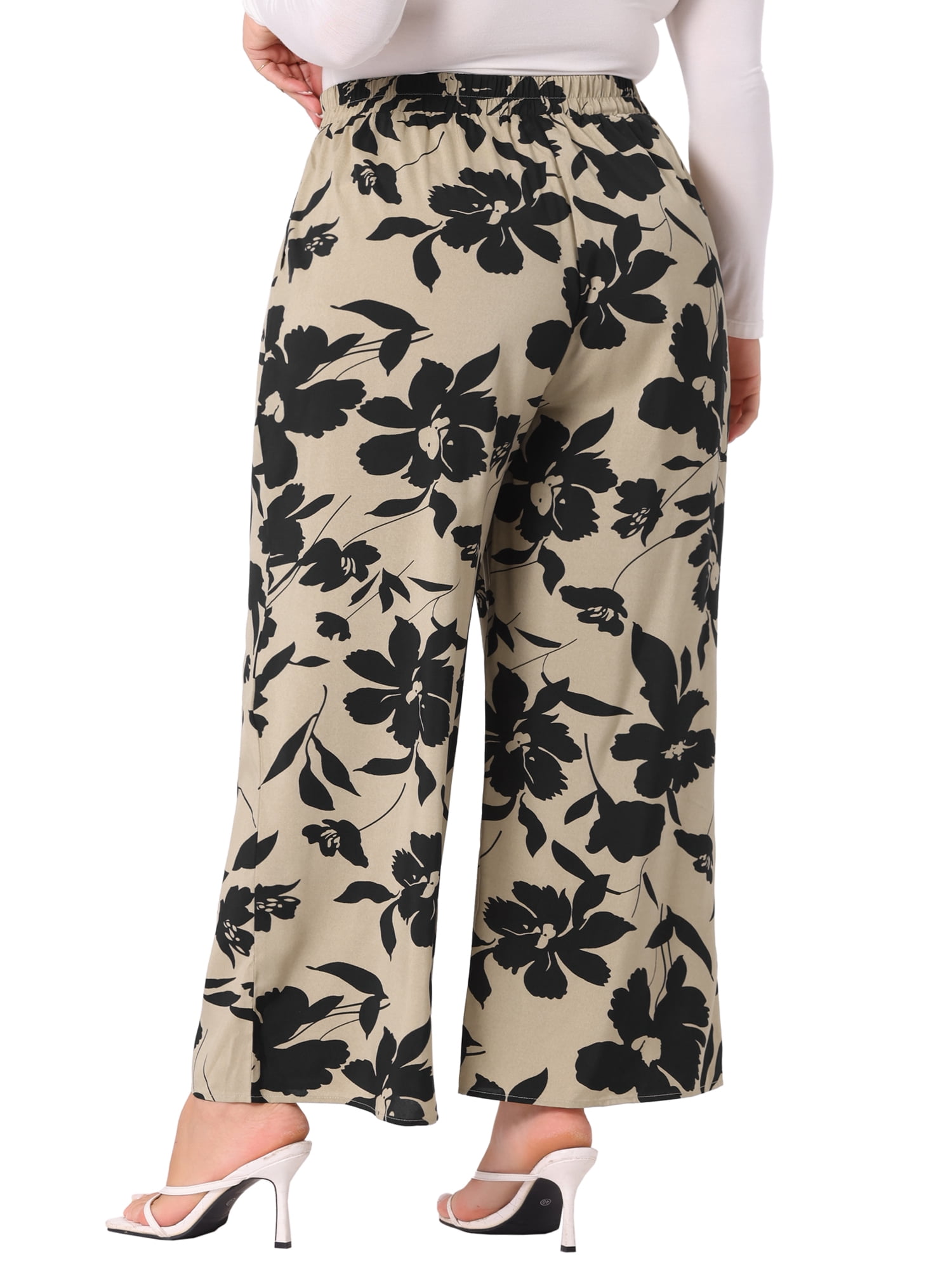 DARING DIVA Women's Plus Palazzo High Waist Wide Leg Pant with Pockets 2X Khaki