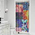 thumbnail image 2 of Small Stall Narrow Shower Curtain 36"W x 72"L – Tropical Bohemian Leaves, Mid-Century Abstract Boho Botanical Bathroom Decor, Vintage Floral Palm Leaf Pattern, Rustic Tribal Folk Style, 2 of 5