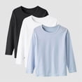 thumbnail image 2 of HCNTES Boys T-Shirt with Long Sleeve, Crew Neck Super Soft Cotton Loose Fit Casual Pullover Tees 3-Pack(Gray,1-2 Years), 2 of 4