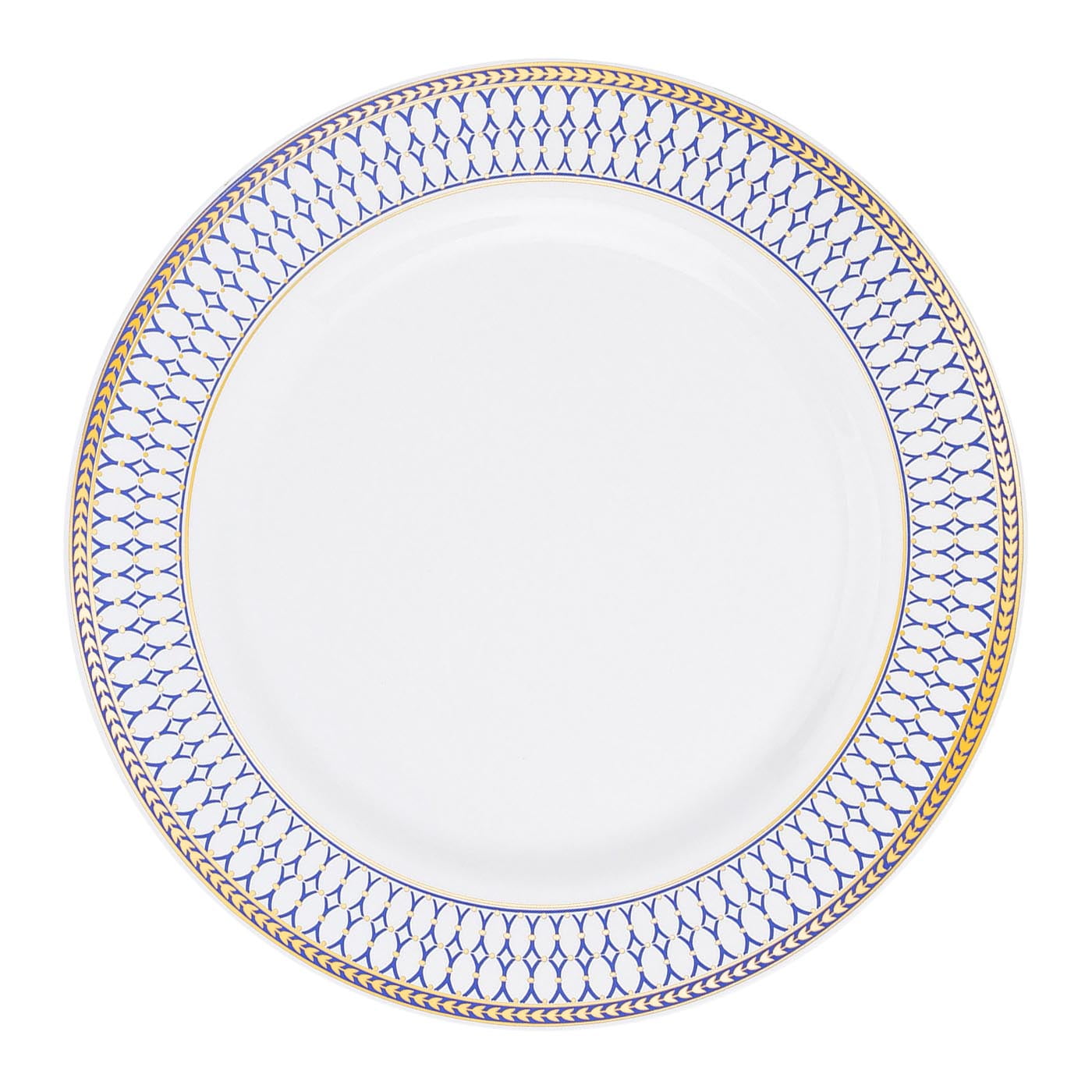 Blue and top gold plastic plates