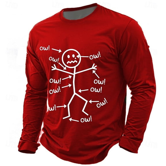 Bibifish Mens Tshirts Funny Print Long Sleeve Crew Neck Casual Daily Home Wear Graphic Tshirts Outdoor Party Wear Novelty Graphic Tees