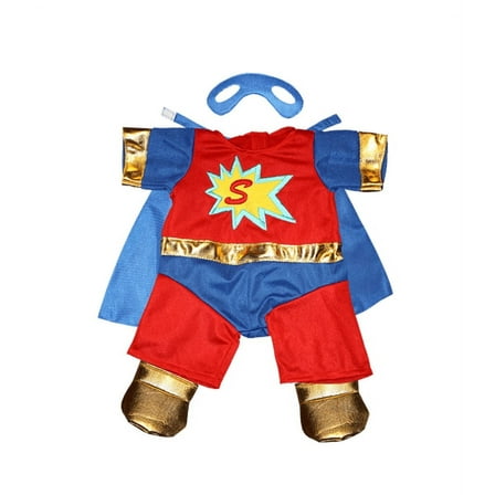 Plush Gear SuperBear Costume with Mask for 6"-10" Stuffed Animals Hero Outfit