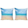 thumbnail image 1 of Ambesonne Nature Throw Pillow Cover 2 Pack, Tropical Sea Coast Sky, 18", Cream Blue, 1 of 6