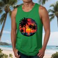 thumbnail image 2 of BiZtdJrK Mens Summer Beach Tank Tops Casual Loose Crewneck Sleeveless Tees Tropical Hawaiian Palm Tree Print Muscle Shirts Vacation Clothes Green XXL, 2 of 6