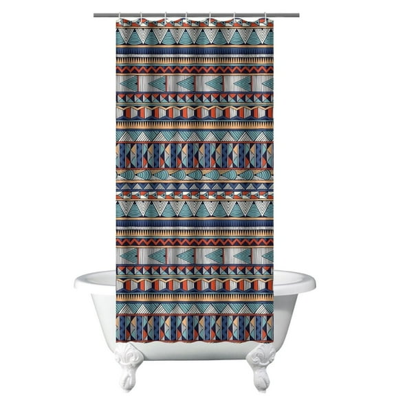 Small Stall Narrow Shower Curtain 36"W x 72"L – Tropical Bohemian Leaves, Mid-Century Abstract Boho Botanical Bathroom Decor, Vintage Floral Palm Leaf Pattern, Rustic Tribal Folk Style