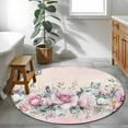 thumbnail image 5 of Pink Roses Floral Round Rug 4ft Washable Circle Entryway Rugs Non Slip Vintage Romance Botanical Flowers Area Rug Indoor Floor Carpet for Bedroom Kitchen Living Room Home Office Dining Room Nursery, 5 of 8