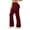 Wine, variant on cocolona Womens Street Casual High Waist Cargo Flare Pants Fleece Lined Elastic Button Waist Wide Leg Gym Workout Pants with Pockets
