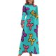 thumbnail image 2 of Vestido largo azul con estampado de perros y globos, vestidos de fiesta para mujer, vestidos de verano, 2 of 5