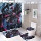 thumbnail image 1 of Juego de 4 cortinas de ducha de trébol negro con alfombrillas antideslizantes, tapa de inodoro y alfombrilla de baño, cortina de ducha impermeable con dibujos animados para niños con 12 ganchos,, 1 of 8