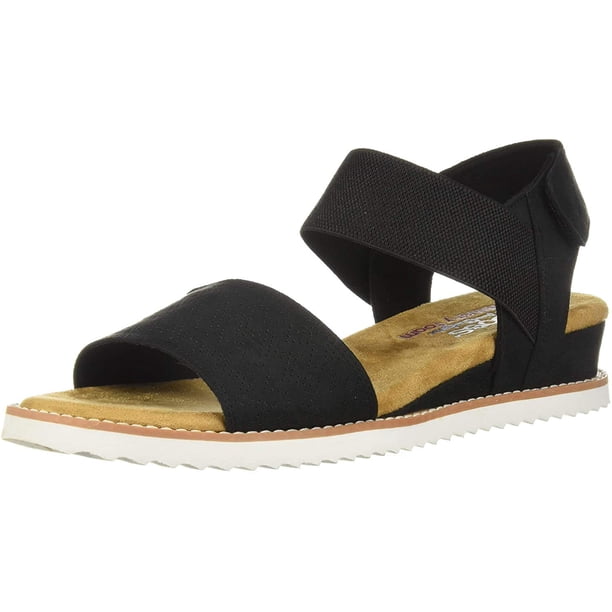 Sandalia Skechers BOBS Desert Kiss con Memory Foam Negra Talla 8W