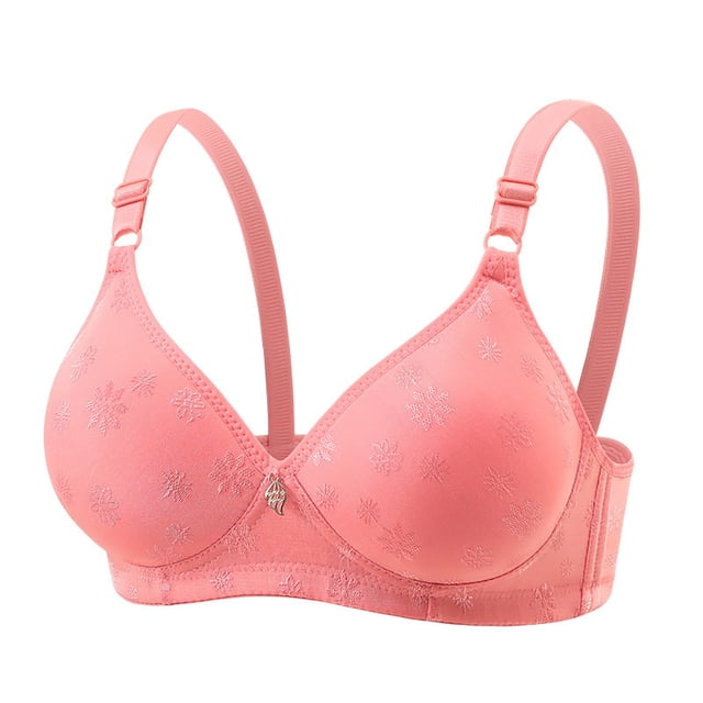 Gtoiithly Women's Snowflake Pattern Seamless Bra, Adjustable Straps, Gentle Support & Soft Fabric for Daily Wear Pink 36