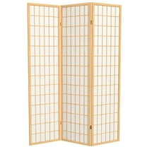 Red Lantern 6 ft. Tall Window Pane Shoji Screen - Natural - 3 Panels