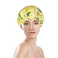 thumbnail image 3 of Kll Lemon Pattern Shower Cap & Bath Cap For Women,Reversible Oversized Waterproof Shower Caps For All Hair Lengths,Elastic Reusable Bathing Hair Cap, 3 of 9