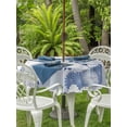 thumbnail image 3 of Outdoor Tablecloths with Umbrella Hole & Zipper, Blue White Floral Round Tablecloth 54 Inch, Spring Botanical Leaves Farmhouse Waterproof Table Cloth, Patio/Pool/Picnic Table Covers, 3 of 8