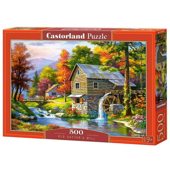 500 Piece Jigsaw Puzzle, Old Sutter’s Mill, Charming Nook, Pond, Countryside, Adult Puzzles, Castorland B-52691
