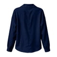 thumbnail image 3 of Shihyeh Womens Peter Pan Collar Pleated Blouse, Half Button Long Sleeve Solid Color Casual Babydoll Top for Women Daily Office Wear, 3 of 4