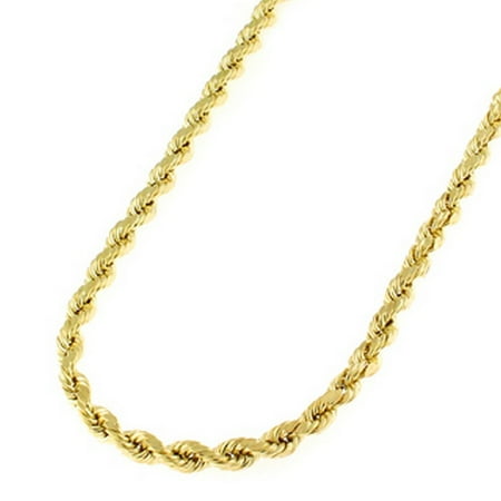 14k Gold Rose Beads - 14K Yellow Gold Men Women's 3.0MM Rope Chain Lobster Clasp (22)