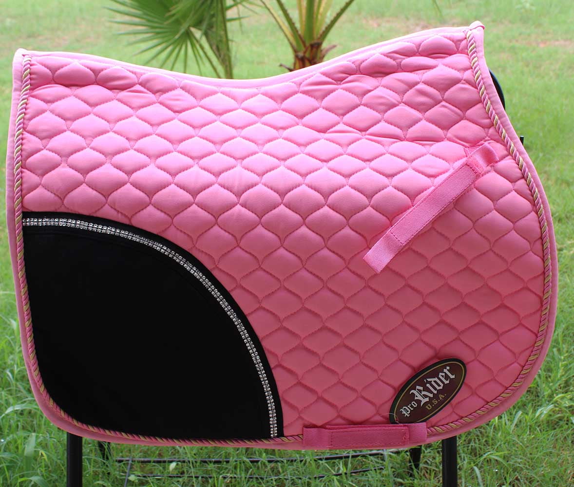 Horse Quilted ENGLISH SADDLE PAD Tack Trail Riding Pink Dressage Show