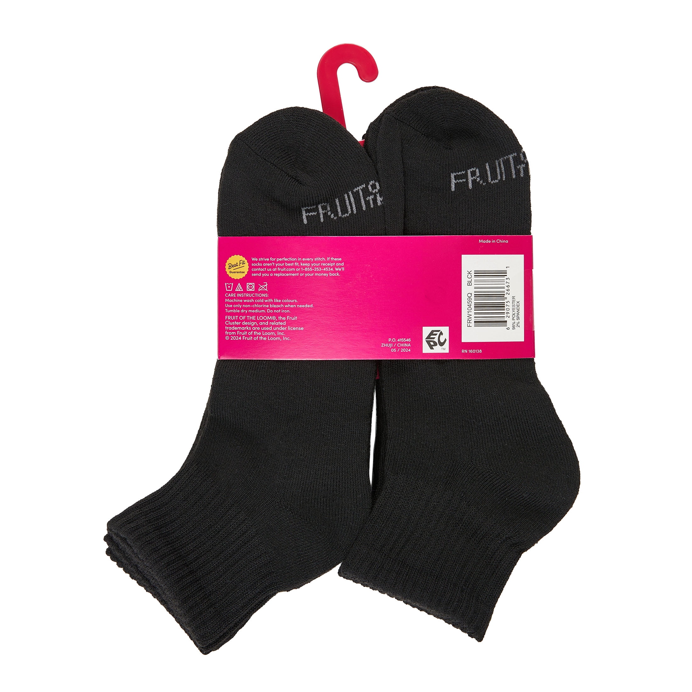 Fruit of the Loom All Day Comfort Women's Socks, Sizes 4-12, 6-Pack